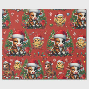 Chagrijnig Boerderijdier Kerstmis Cadeaupapier