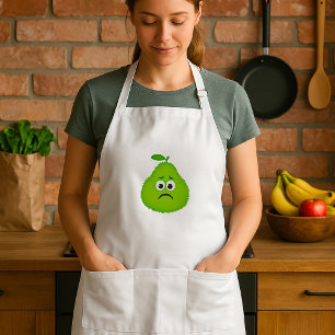 Chagrijnig Fuzzy Peer Gezicht Grappig Fruit Karakt Standaard Schort