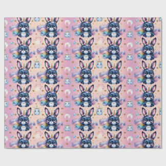 chagrijnig marineblauw eenhoornkonijn cadeaupapier