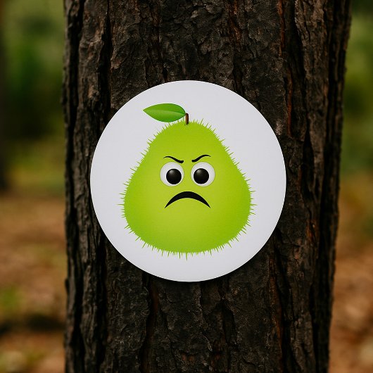 Chagrijnig Wazig Peer Gezicht Grappig Fruit Karakt Ronde Sticker