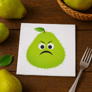 Chagrijnig Wazig Peer Gezicht Grappig Fruit Karakt Servet