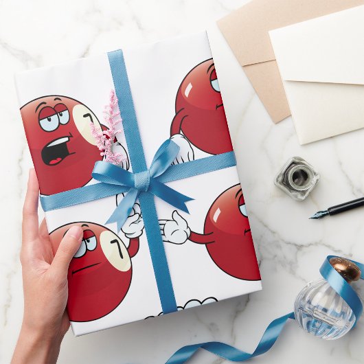 Chagrijnige 7 Ball Biljart Cartoon Karakter Cadeaupapier