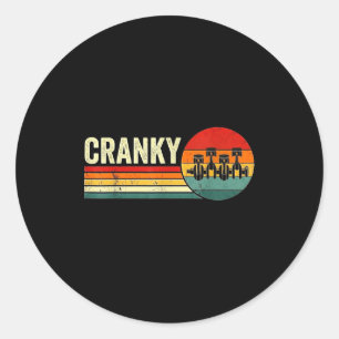 Chagrijnige auto motor krukas Vaderdag Vader Manne Ronde Sticker