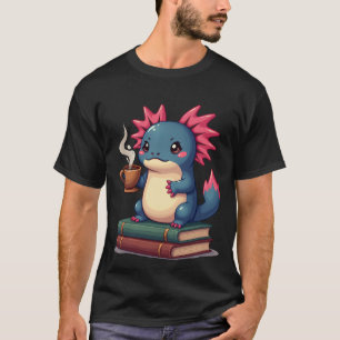 Chagrijnige Axolotl Koffieliefhebber Kawaii Axolot T-shirt