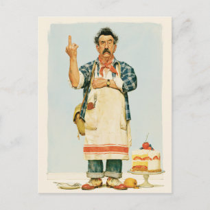 Chagrijnige Bakker en Aardbeientaart Briefkaart