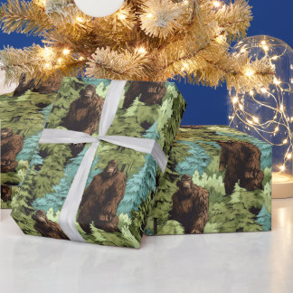 Chagrijnige Bigfoot diep in het bos Cadeaupapier