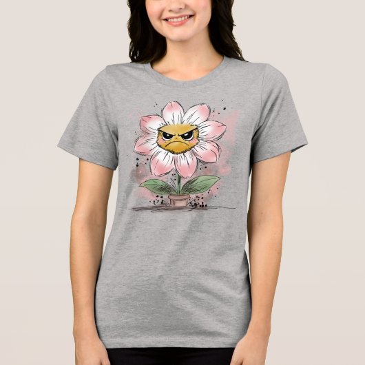 Chagrijnige Bloem Tri-Blend Shirt (Voorkant)