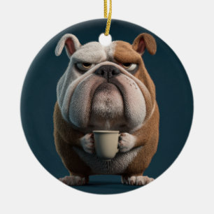 Chagrijnige Bulldog Koffie – Grappige Honden Kunst Keramisch Ornament