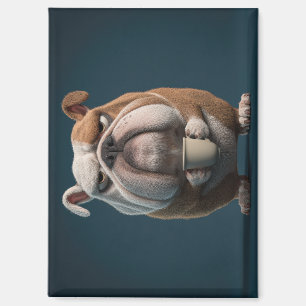 Chagrijnige Bulldog Koffie – Grappige Honden Kunst Magneet