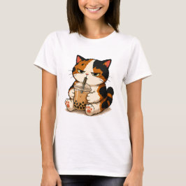 Chagrijnige Calico Kat Bubble Tea  T-shirt