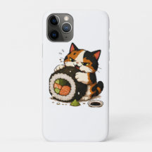 Chagrijnige Calico Kat Sushi Liefhebber