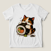 Chagrijnige Calico Kat Sushi Liefhebber