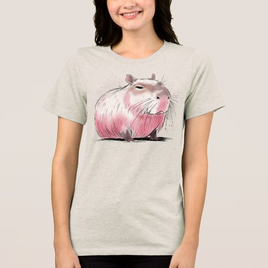 Chagrijnige Capybara Tri-Blend Shirt (Voorkant)