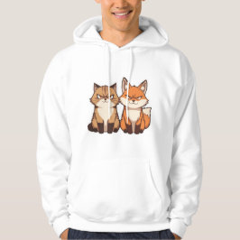 Chagrijnige Cartoon Kat en Vos Duo Kawaii Hoodie