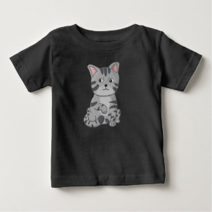 Chagrijnige Cartoon Tabby Kitten Zit Kunst