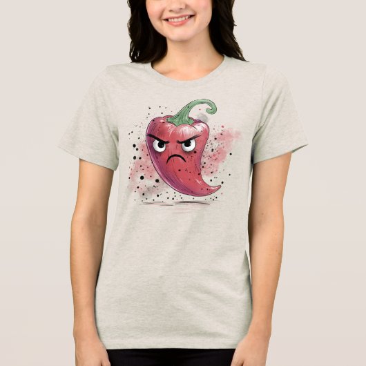 Chagrijnige chilipeper Tri-Blend shirt (Voorkant)