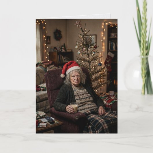 Chagrijnige Dame Sarcasme Kerstmis Kaart (Voorkant)