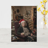 Chagrijnige Dame Sarcasme Kerstmis Kaart (Gele Bloem)
