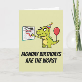 Chagrijnige Dinosaurus Maandag Verjaardag Humor Kaart