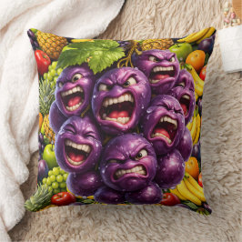 Chagrijnige druiven en boze fruit grappige whimisc kussen