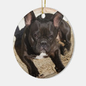 Chagrijnige Franse Bulldog Keramisch Ornament (Links)