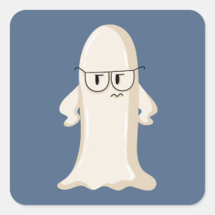 Chagrijnige Geest met Bril Vierkante Sticker