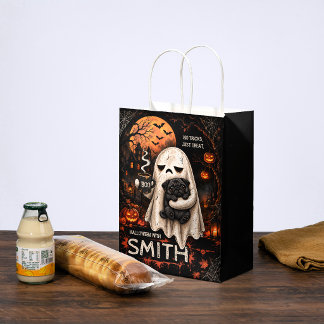 Chagrijnige Geest met Zwarte Pug Hond Meh Hallowee Medium Cadeauzakje