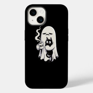 Chagrijnige Geest Zwarte Kat Meh Koffie Ochtendhum iPhone 14 Hoesje