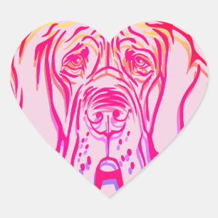 Chagrijnige Great Dane Psychedelische Hart Sticker