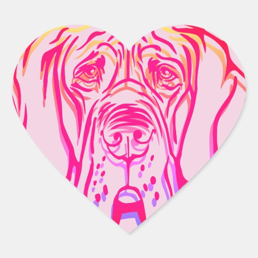 Chagrijnige Great Dane Psychedelische Hart Sticker (Voorkant)