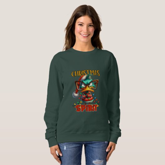 Chagrijnige Groene Eend Kerst Spirit Trui (Voorkant volledig)