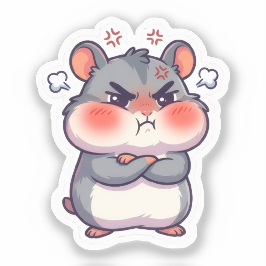 Chagrijnige Hamster Sticker (Voorkant)