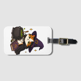 Chagrijnige Heksenkat Halloween Bagagelabel