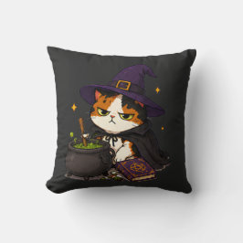 Chagrijnige Heksenkat Halloween Kussen
