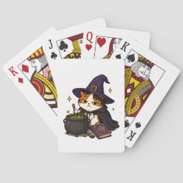 Chagrijnige Heksenkat Halloween Pokerkaarten