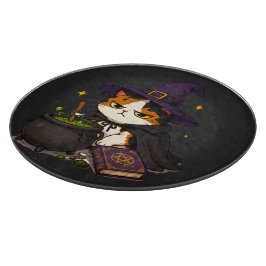 Chagrijnige Heksenkat Halloween Snijplank