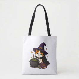 Chagrijnige Heksenkat Halloween Tote Bag
