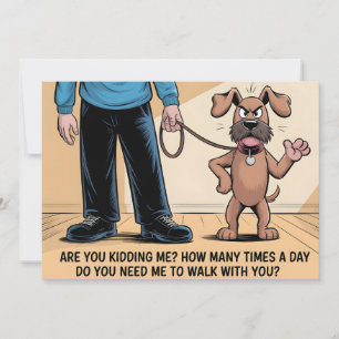 Chagrijnige Hond Grappige Wandelende Cartoon Feestdagenkaart