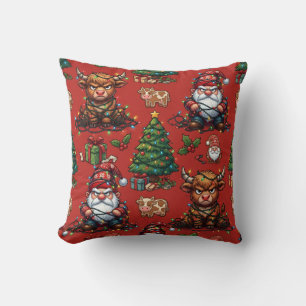 Chagrijnige Hoogland Koe & Kerstkabouter Kussen
