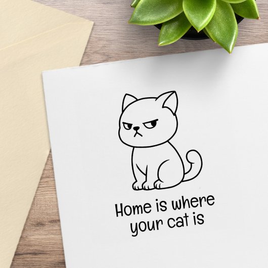 Chagrijnige Humeurige Kat Aangepaste Tekst Rubberstempel