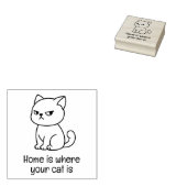 Chagrijnige Humeurige Kat Aangepaste Tekst Rubberstempel (Gestempeld)