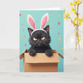 Chagrijnige Kat Cute Oren Grappige Kaart (Gele Bloem)