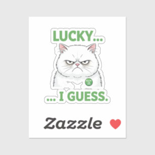 Chagrijnige Kat Gelukkig Denk Ik Grappige Sarcasti Sticker