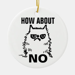 Chagrijnige kat grappige kerstversiering, Hoe dan  Keramisch Ornament