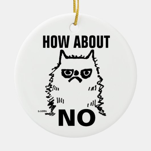 Chagrijnige kat grappige kerstversiering, Hoe dan Keramisch Ornament (Voorkant)