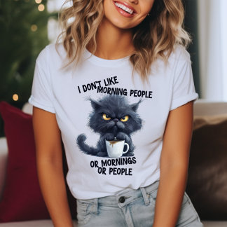 Chagrijnige Kat Ik Hou Niet van Mensen die 's Ocht T-shirt