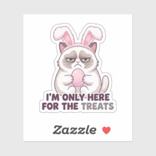 Chagrijnige Kat Konijnenoren Ik Ben Alleen Hier Vo Sticker