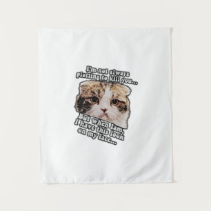 Chagrijnige kat meme voor katteneigenaren en katte wandkleed
