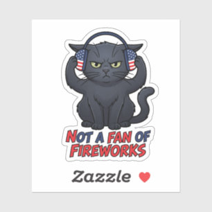 Chagrijnige Kat Niet Fans van Vuurwerk 4 juli Sticker
