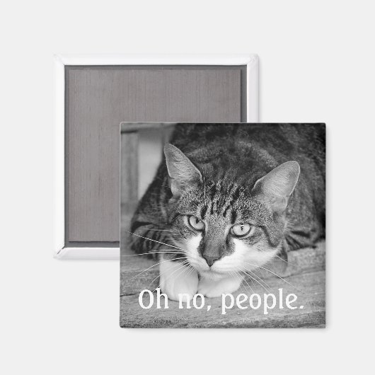 Chagrijnige kat, "O nee, mensen." Magneet (Voorkant / Achterkant)